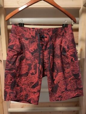 lululemon athletica Red and Black Patterned Swim Board Shorts